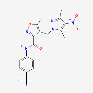 4-[(3,5-dimethyl-4-nitro-1H-pyrazol-1-yl)methyl]-5-methyl-N-[4-(trifluoromethyl)phenyl]-1,2-oxazole-3-carboxamide