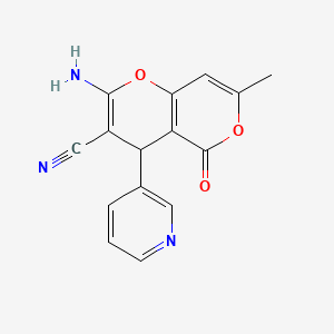 molecular formula C15H11N3O3 B10957161 2-Amino-7-methyl-5-oxo-4-pyridin-3-yl-4H,5H-pyrano[4,3-b]pyran-3-carbonitrile 