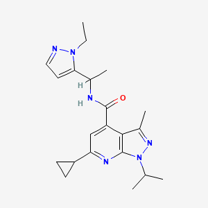 6-cyclopropyl-N-[1-(1-ethyl-1H-pyrazol-5-yl)ethyl]-3-methyl-1-(propan-2-yl)-1H-pyrazolo[3,4-b]pyridine-4-carboxamide