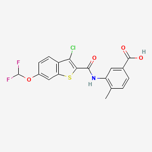 molecular formula C18H12ClF2NO4S B10957211 3-({[3-Chloro-6-(difluoromethoxy)-1-benzothiophen-2-yl]carbonyl}amino)-4-methylbenzoic acid 