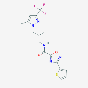 N-{2-methyl-3-[5-methyl-3-(trifluoromethyl)-1H-pyrazol-1-yl]propyl}-3-(thiophen-2-yl)-1,2,4-oxadiazole-5-carboxamide