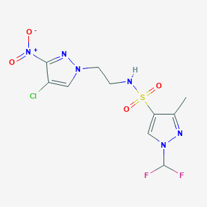 molecular formula C10H11ClF2N6O4S B10957269 N-[2-(4-chloro-3-nitro-1H-pyrazol-1-yl)ethyl]-1-(difluoromethyl)-3-methyl-1H-pyrazole-4-sulfonamide 