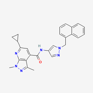 molecular formula C26H24N6O B10957279 6-cyclopropyl-1,3-dimethyl-N-[1-(naphthalen-1-ylmethyl)-1H-pyrazol-4-yl]-1H-pyrazolo[3,4-b]pyridine-4-carboxamide 