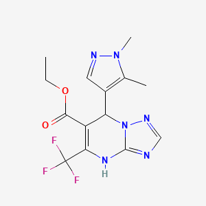 molecular formula C14H15F3N6O2 B10957293 ethyl 7-(1,5-dimethyl-1H-pyrazol-4-yl)-5-(trifluoromethyl)-4,7-dihydro[1,2,4]triazolo[1,5-a]pyrimidine-6-carboxylate 