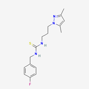 molecular formula C16H21FN4S B10957308 1-[3-(3,5-dimethyl-1H-pyrazol-1-yl)propyl]-3-(4-fluorobenzyl)thiourea 