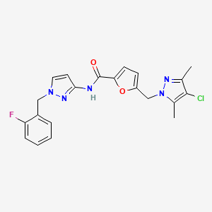 molecular formula C21H19ClFN5O2 B10957311 5-[(4-chloro-3,5-dimethyl-1H-pyrazol-1-yl)methyl]-N-[1-(2-fluorobenzyl)-1H-pyrazol-3-yl]furan-2-carboxamide 