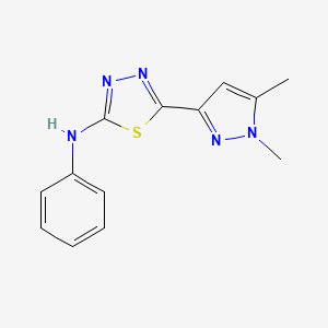 molecular formula C13H13N5S B10957333 5-(1,5-dimethyl-1H-pyrazol-3-yl)-N-phenyl-1,3,4-thiadiazol-2-amine 