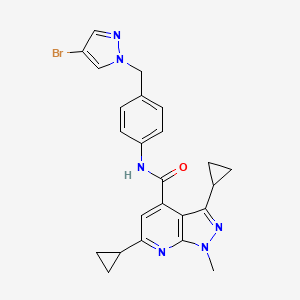 molecular formula C24H23BrN6O B10957341 N-{4-[(4-bromo-1H-pyrazol-1-yl)methyl]phenyl}-3,6-dicyclopropyl-1-methyl-1H-pyrazolo[3,4-b]pyridine-4-carboxamide 