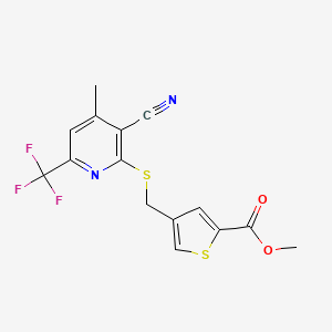 Methyl 4-({[3-cyano-4-methyl-6-(trifluoromethyl)pyridin-2-yl]sulfanyl}methyl)thiophene-2-carboxylate