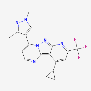 molecular formula C18H15F3N6 B10957355 13-cyclopropyl-6-(1,3-dimethylpyrazol-4-yl)-11-(trifluoromethyl)-3,7,8,10-tetrazatricyclo[7.4.0.02,7]trideca-1,3,5,8,10,12-hexaene CAS No. 1005694-59-6