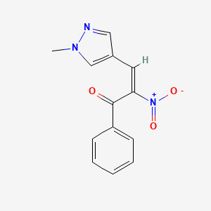 molecular formula C13H11N3O3 B10957363 (2E)-3-(1-methyl-1H-pyrazol-4-yl)-2-nitro-1-phenylprop-2-en-1-one 