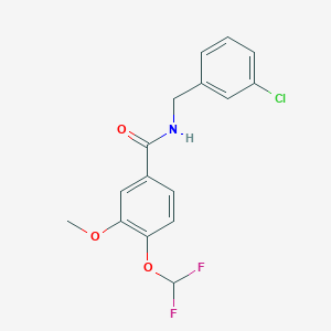 molecular formula C16H14ClF2NO3 B10957398 N-(3-chlorobenzyl)-4-(difluoromethoxy)-3-methoxybenzamide 