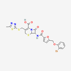 molecular formula C23H19BrN4O6S3 B10957404 7-[({5-[(2-Bromophenoxy)methyl]furan-2-yl}carbonyl)amino]-3-{[(5-methyl-1,3,4-thiadiazol-2-yl)sulfanyl]methyl}-8-oxo-5-thia-1-azabicyclo[4.2.0]oct-2-ene-2-carboxylic acid 