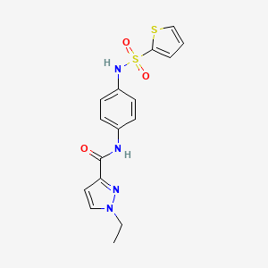 molecular formula C16H16N4O3S2 B10957411 1-ethyl-N-{4-[(thiophen-2-ylsulfonyl)amino]phenyl}-1H-pyrazole-3-carboxamide 