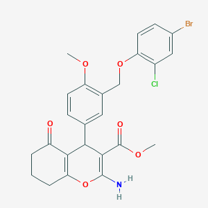 methyl 2-amino-4-{3-[(4-bromo-2-chlorophenoxy)methyl]-4-methoxyphenyl}-5-oxo-5,6,7,8-tetrahydro-4H-chromene-3-carboxylate