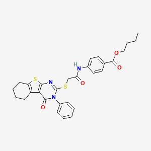 Butyl 4-({[(4-oxo-3-phenyl-3,4,5,6,7,8-hexahydro[1]benzothieno[2,3-d]pyrimidin-2-yl)sulfanyl]acetyl}amino)benzoate