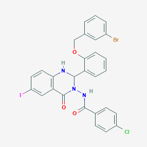 N-[2-{2-[(3-bromobenzyl)oxy]phenyl}-6-iodo-4-oxo-1,4-dihydroquinazolin-3(2H)-yl]-4-chlorobenzamide