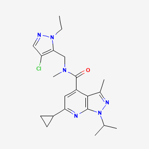 N-[(4-chloro-1-ethyl-1H-pyrazol-5-yl)methyl]-6-cyclopropyl-N,3-dimethyl-1-(propan-2-yl)-1H-pyrazolo[3,4-b]pyridine-4-carboxamide