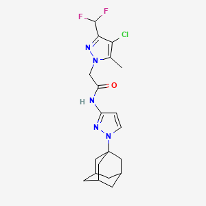 molecular formula C20H24ClF2N5O B10957524 N-[1-(1-Adamantyl)-1H-pyrazol-3-YL]-2-[4-chloro-3-(difluoromethyl)-5-methyl-1H-pyrazol-1-YL]acetamide 