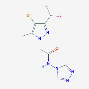 molecular formula C9H9BrF2N6O B10957538 2-[4-bromo-3-(difluoromethyl)-5-methyl-1H-pyrazol-1-yl]-N-(4H-1,2,4-triazol-4-yl)acetamide 