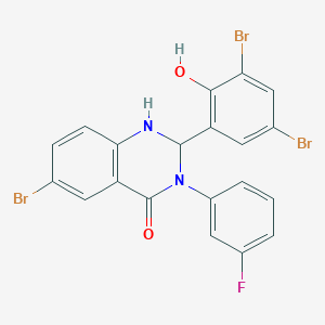 molecular formula C20H12Br3FN2O2 B10957540 6-bromo-2-(3,5-dibromo-2-hydroxyphenyl)-3-(3-fluorophenyl)-2,3-dihydroquinazolin-4(1H)-one 