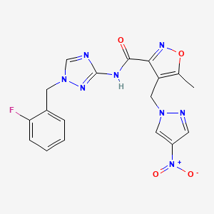 N-[1-(2-fluorobenzyl)-1H-1,2,4-triazol-3-yl]-5-methyl-4-[(4-nitro-1H-pyrazol-1-yl)methyl]-1,2-oxazole-3-carboxamide