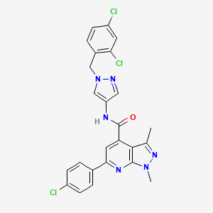 molecular formula C25H19Cl3N6O B10957608 6-(4-chlorophenyl)-N-[1-(2,4-dichlorobenzyl)-1H-pyrazol-4-yl]-1,3-dimethyl-1H-pyrazolo[3,4-b]pyridine-4-carboxamide 