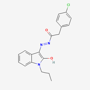 2-(4-chlorophenyl)-N'-[(3E)-2-oxo-1-propyl-1,2-dihydro-3H-indol-3-ylidene]acetohydrazide