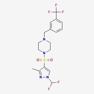 molecular formula C17H19F5N4O2S B10957649 1-{[1-(difluoromethyl)-3-methyl-1H-pyrazol-4-yl]sulfonyl}-4-[3-(trifluoromethyl)benzyl]piperazine 