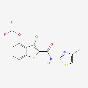 molecular formula C14H9ClF2N2O2S2 B10957657 3-chloro-4-(difluoromethoxy)-N-(4-methyl-1,3-thiazol-2-yl)-1-benzothiophene-2-carboxamide 