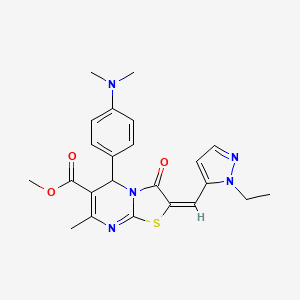 methyl (2E)-5-[4-(dimethylamino)phenyl]-2-[(1-ethyl-1H-pyrazol-5-yl)methylidene]-7-methyl-3-oxo-2,3-dihydro-5H-[1,3]thiazolo[3,2-a]pyrimidine-6-carboxylate