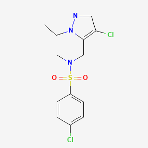 molecular formula C13H15Cl2N3O2S B10957674 4-chloro-N-[(4-chloro-1-ethyl-1H-pyrazol-5-yl)methyl]-N-methylbenzenesulfonamide 