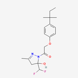 molecular formula C18H24F2N2O3 B10957701 1-[5-(difluoromethyl)-5-hydroxy-3-methyl-4,5-dihydro-1H-pyrazol-1-yl]-2-[4-(2-methylbutan-2-yl)phenoxy]ethanone 