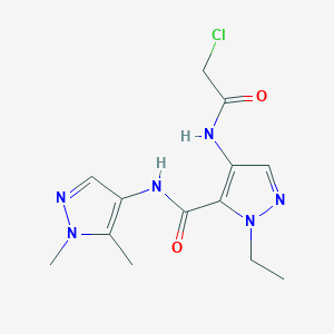 molecular formula C13H17ClN6O2 B10957733 4-[(chloroacetyl)amino]-N-(1,5-dimethyl-1H-pyrazol-4-yl)-1-ethyl-1H-pyrazole-5-carboxamide 