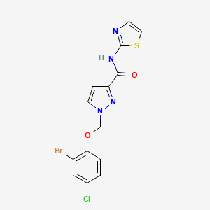 1-[(2-bromo-4-chlorophenoxy)methyl]-N-(1,3-thiazol-2-yl)-1H-pyrazole-3-carboxamide