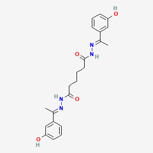 molecular formula C22H26N4O4 B10957736 N'~1~,N'~6~-bis[(1E)-1-(3-hydroxyphenyl)ethylidene]hexanedihydrazide 