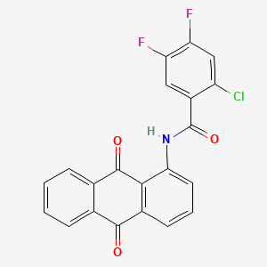 molecular formula C21H10ClF2NO3 B10957747 2-chloro-N-(9,10-dioxo-9,10-dihydroanthracen-1-yl)-4,5-difluorobenzamide 