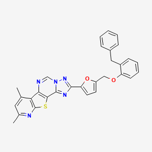 4-[5-[(2-benzylphenoxy)methyl]furan-2-yl]-11,13-dimethyl-16-thia-3,5,6,8,14-pentazatetracyclo[7.7.0.02,6.010,15]hexadeca-1(9),2,4,7,10(15),11,13-heptaene