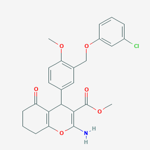 methyl 2-amino-4-{3-[(3-chlorophenoxy)methyl]-4-methoxyphenyl}-5-oxo-5,6,7,8-tetrahydro-4H-chromene-3-carboxylate