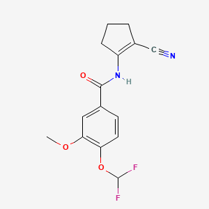 molecular formula C15H14F2N2O3 B10957846 N-(2-cyanocyclopent-1-en-1-yl)-4-(difluoromethoxy)-3-methoxybenzamide 