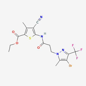 ethyl 5-({3-[4-bromo-5-methyl-3-(trifluoromethyl)-1H-pyrazol-1-yl]propanoyl}amino)-4-cyano-3-methylthiophene-2-carboxylate