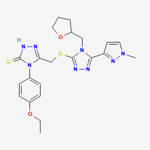 4-(4-ethoxyphenyl)-5-({[5-(1-methyl-1H-pyrazol-3-yl)-4-(tetrahydrofuran-2-ylmethyl)-4H-1,2,4-triazol-3-yl]sulfanyl}methyl)-4H-1,2,4-triazole-3-thiol