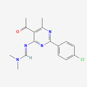 molecular formula C16H17ClN4O B10957882 N'-[5-acetyl-2-(4-chlorophenyl)-6-methylpyrimidin-4-yl]-N,N-dimethylimidoformamide 