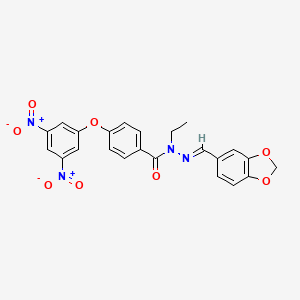 molecular formula C23H18N4O8 B10957905 N'-[(E)-1,3-benzodioxol-5-ylmethylidene]-4-(3,5-dinitrophenoxy)-N-ethylbenzohydrazide 