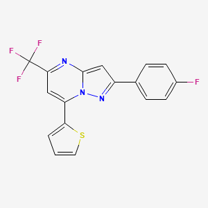 molecular formula C17H9F4N3S B10957911 2-(4-Fluorophenyl)-7-(thiophen-2-yl)-5-(trifluoromethyl)pyrazolo[1,5-a]pyrimidine 