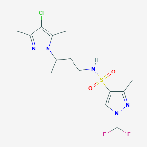 molecular formula C14H20ClF2N5O2S B10957979 N-[3-(4-chloro-3,5-dimethyl-1H-pyrazol-1-yl)butyl]-1-(difluoromethyl)-3-methyl-1H-pyrazole-4-sulfonamide 