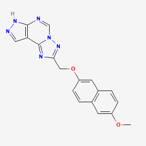 molecular formula C18H14N6O2 B10957984 2-{[(6-Methoxy-2-naphthyl)oxy]methyl}-7H-pyrazolo[4,3-E][1,2,4]triazolo[1,5-C]pyrimidine 