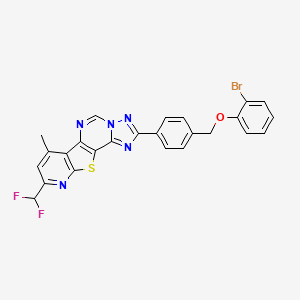 4-[4-[(2-bromophenoxy)methyl]phenyl]-13-(difluoromethyl)-11-methyl-16-thia-3,5,6,8,14-pentazatetracyclo[7.7.0.02,6.010,15]hexadeca-1(9),2,4,7,10(15),11,13-heptaene