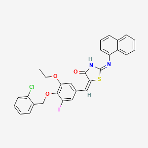 molecular formula C29H22ClIN2O3S B10958114 5-{4-[(2-Chlorobenzyl)oxy]-3-ethoxy-5-iodobenzylidene}-2-(1-naphthylimino)-1,3-thiazolidin-4-one 