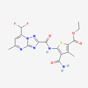 Ethyl 4-carbamoyl-5-({[7-(difluoromethyl)-5-methyl[1,2,4]triazolo[1,5-a]pyrimidin-2-yl]carbonyl}amino)-3-methylthiophene-2-carboxylate